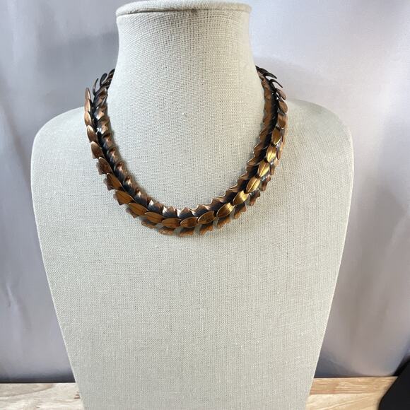 Vintage Rebajes MCM Articulated Copper Necklace Choker 3D 18" - Picture 4 of 11